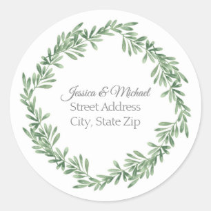 Watercolor Rosemary Wreath  Classic Round Sticker