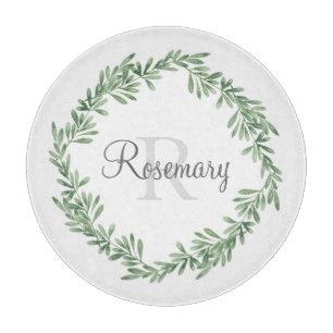 Watercolor Rosemary Wreath Cutting Board