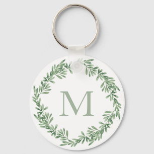 Watercolor Rosemary Wreath Golf Balls Key Ring