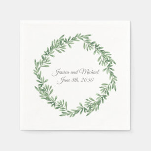 Watercolor Rosemary Wreath Napkin