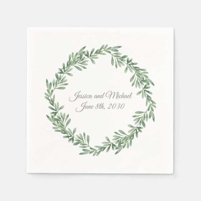 Watercolor Rosemary Wreath  Napkin (Front)
