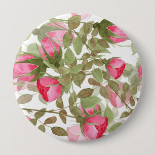 Watercolor roses 10 cm round badge