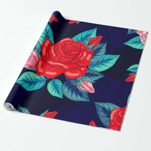 Watercolor Roses 14 Wrapping Paper (Unrolled)