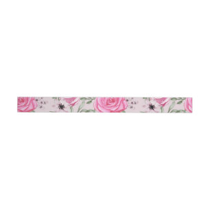 Watercolor Roses 22 Wrap Around Label