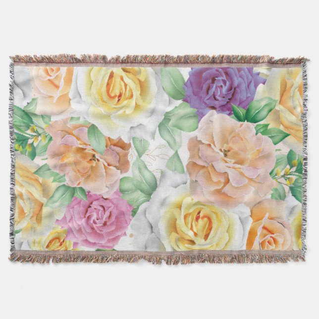 Watercolor Roses 27 Throw Blanket (Front)