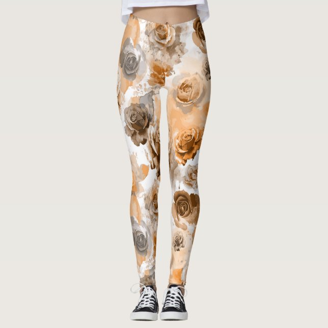 Watercolor Roses 2 Leggings (Front)