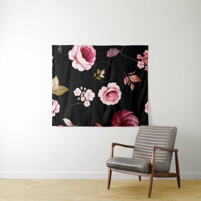 Watercolor Roses 32 Tapestry (In Situ (Horizontal))