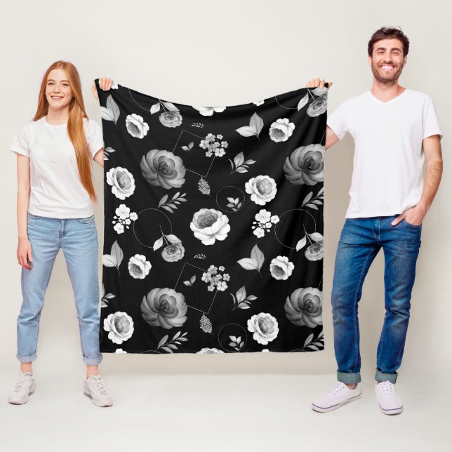 Watercolor Roses 33 Fleece Blanket (In Situ)
