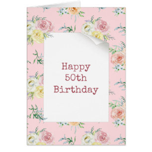 Watercolor Roses 50th Birthday