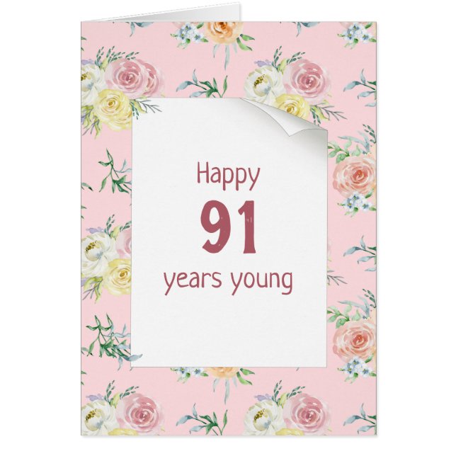 Watercolor Roses 91st Birthday (Front)