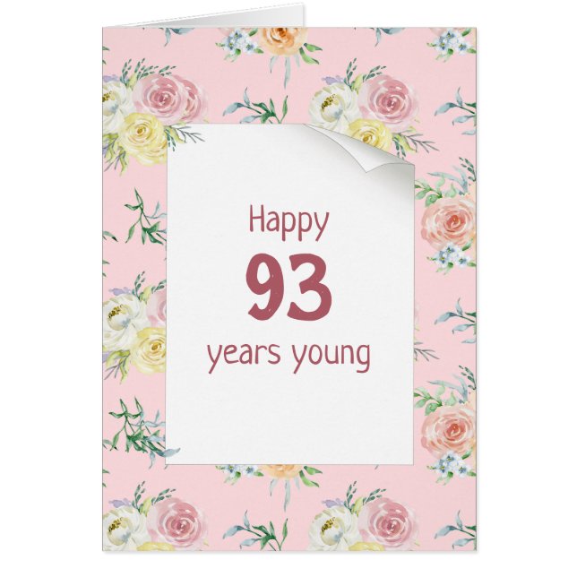 Watercolor Roses 93rd Birthday (Front)
