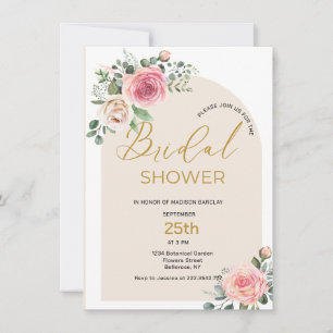 Watercolor Roses And Buds Bridal Shower Invitation