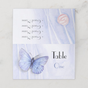 Watercolor roses and butterfly place card