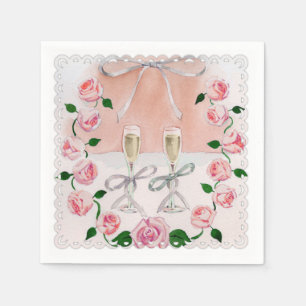 Watercolor Roses and Champagne Napkin