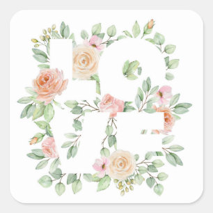 Watercolor Roses and Greeney LOVE Valentine's Day Square Sticker