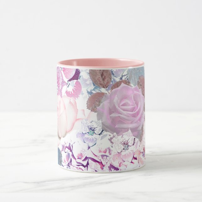 Watercolor roses and hydrangeas.  mug (Center)