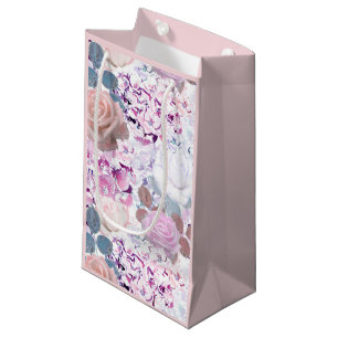 Watercolor roses and hydrangeas.  small gift bag