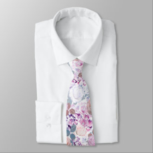 Watercolor roses and hydrangeas. tie