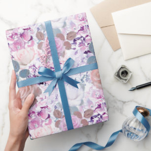 Watercolor roses and hydrangeas. wrapping paper