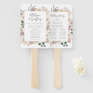 Watercolor Roses and Orchids Wedding Program Hand Fan