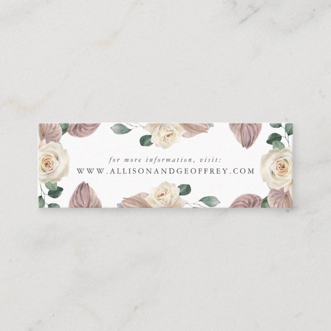 Watercolor Roses and Orchids Wedding Website Cards (Front)