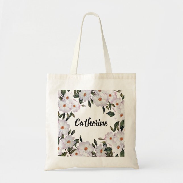 Watercolor Roses Ballerina Floral Art Tote Bag (Front)
