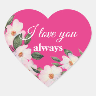 Watercolor Roses Ballerina Floral I love you Heart Sticker