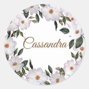 Watercolor Roses Ballerina Floral Illustration Classic Round Sticker