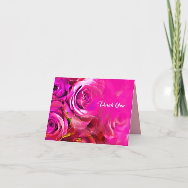 WATERCOLOR ROSES Bat Mitzvah Thank You Card (Front)