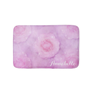 Watercolor roses bath mat
