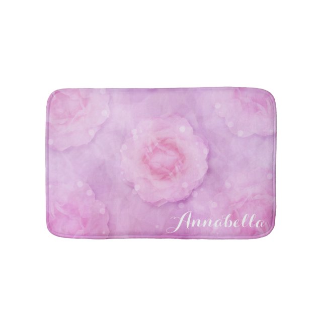 Watercolor roses bath mat (Front)