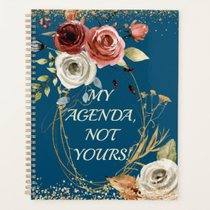 Watercolor Roses Blueish Bouquet Agenda Planner