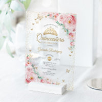 Watercolor Roses Blush Pink Floral Quinceanera