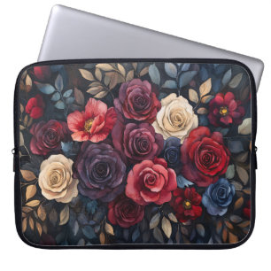 Watercolor Roses Bouquet Leaves Colourful Laptop Sleeve