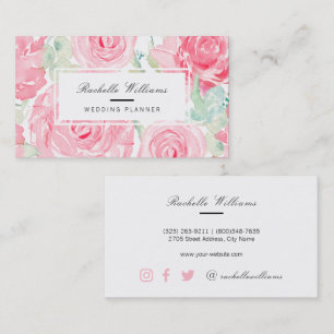 Watercolor roses business card