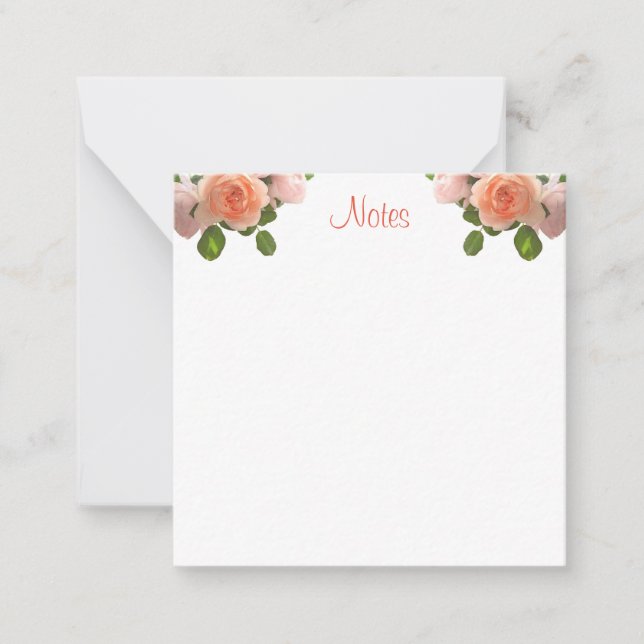 Watercolor Roses Calligraphed Script Floral Card (Front)