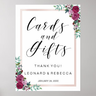 Watercolor roses Calligraphy Cards and Gifts sign