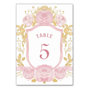 Watercolor Roses Crest Table Number