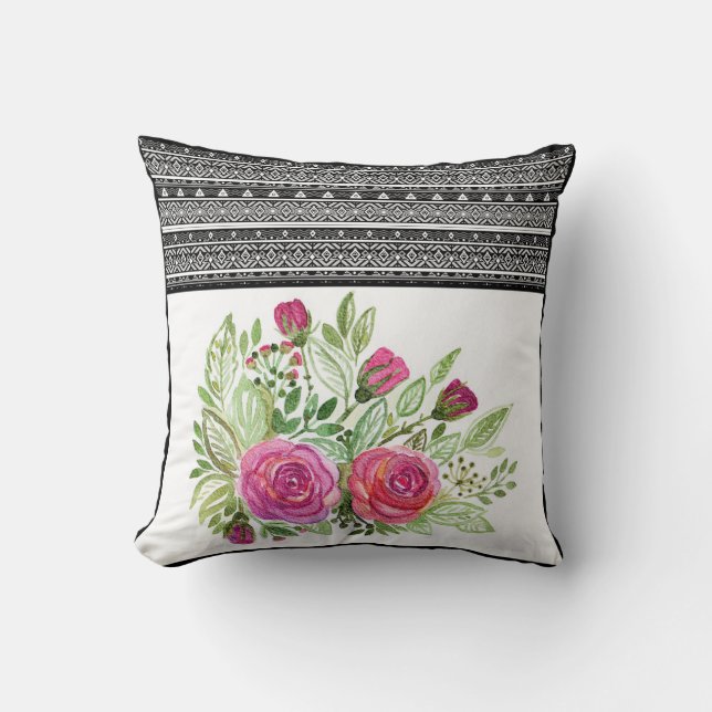 Watercolor, roses cushion (Front)