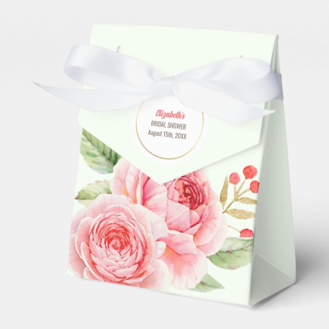 Watercolor Roses design Bridal Shower Favour Boxes (Front Side)