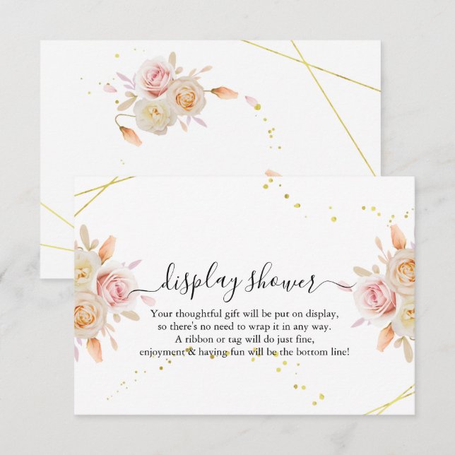 Watercolor Roses Display Bridal Wedding Shower Enclosure Card (Front/Back)