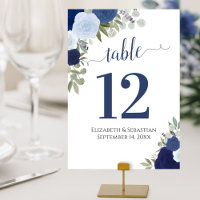 Watercolor Roses Elegant Indigo Blue Wedding