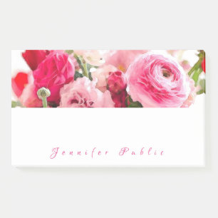 Watercolor Roses Elegant Script Floral Template Post-it Notes