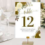 Watercolor Roses Elegant Yellow & Gold Wedding Table Number<br><div class="desc">These beautiful wedding table number cards feature an elegant boho chic design with hand painted watercolor roses in shades of yellow and gold.  Perfect way to make your wedding reception beautiful and help your guests find the right table at the same time.</div>