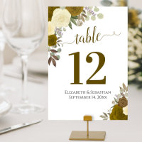 Watercolor Roses Elegant Yellow & Gold Wedding