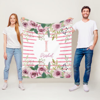 Watercolor roses  fleece blanket