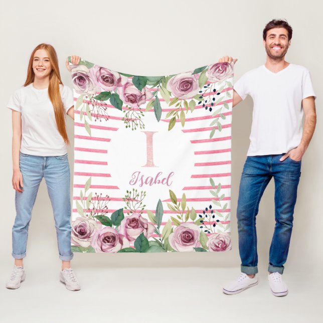 Watercolor roses  fleece blanket (In Situ)