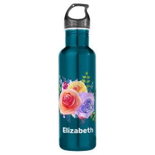 Watercolor Roses Floral Bouquet 710 Ml Water Bottle