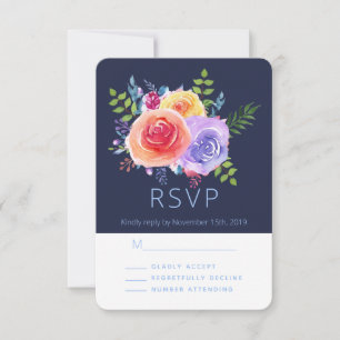 Watercolor Roses Floral Bouquet Party RSVP