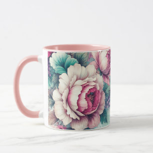 Watercolor Roses Floral Mug